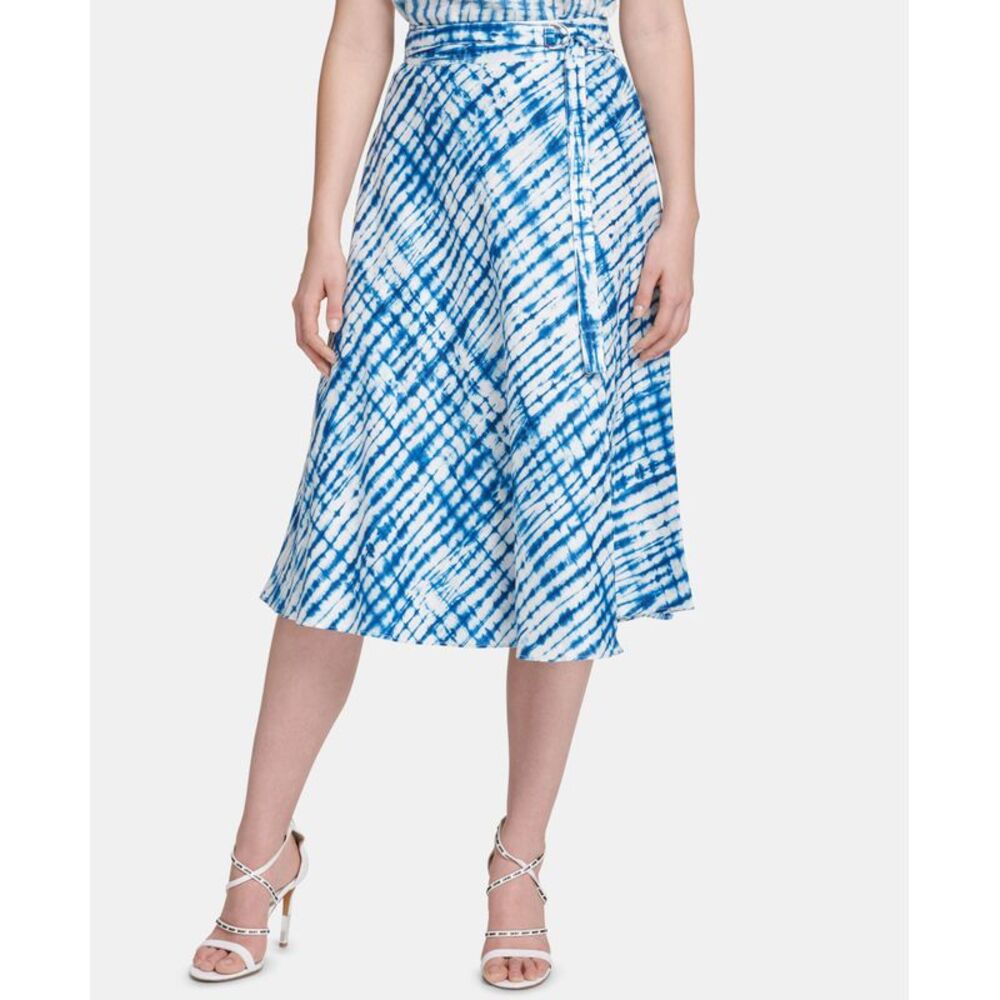 DKNY Linen Belted Midi Skirt
